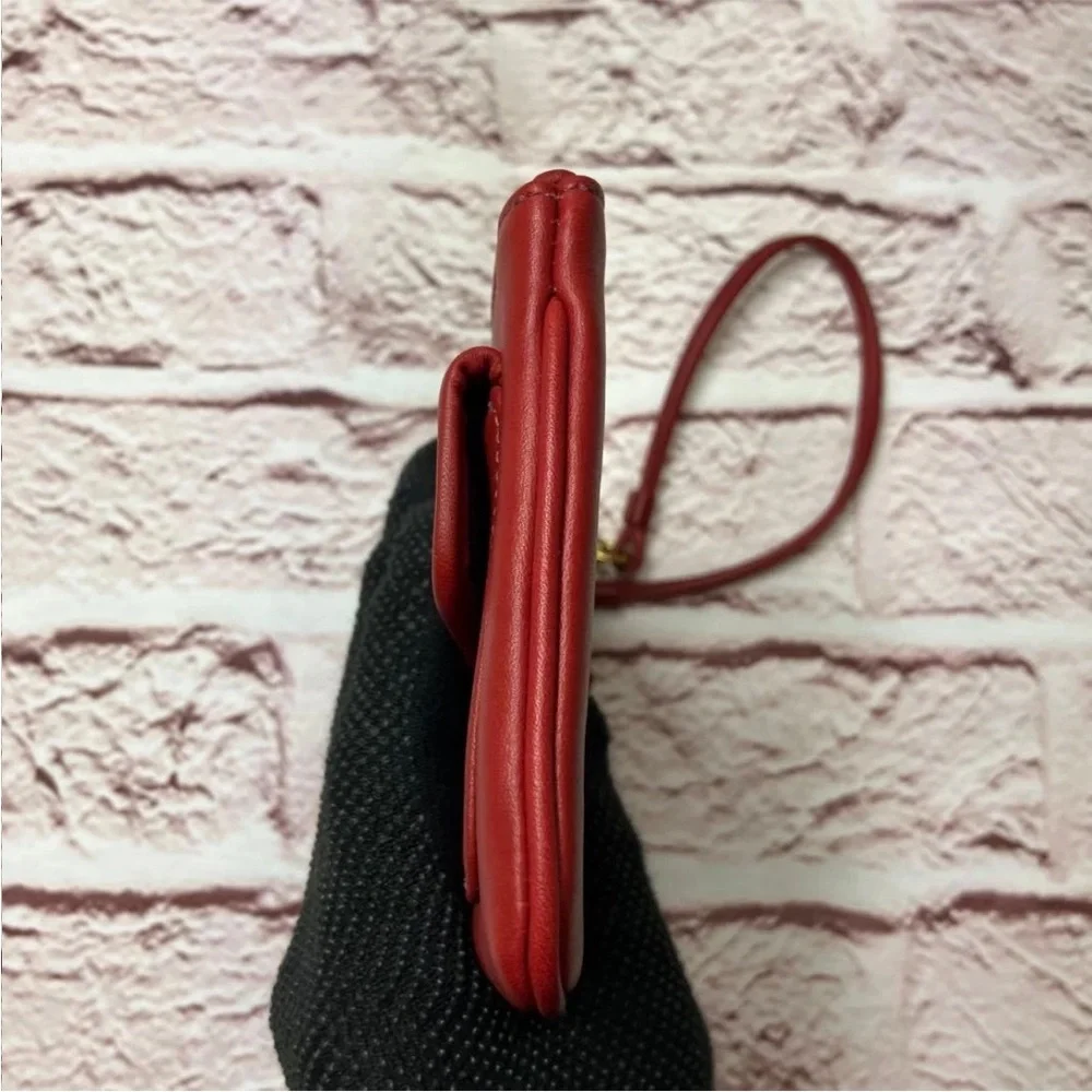 Coach Red Leather Wristlet with Gold Accents - Picture 4 of 16